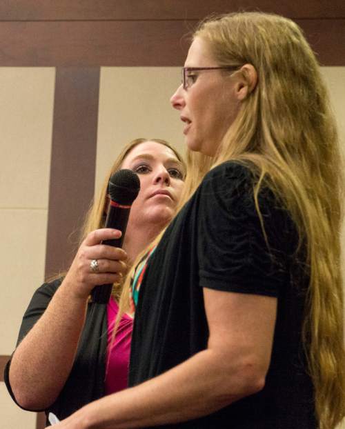 Rick Egan  |  Tribune file photo
Alexis Rasmussen's mother, Dawn Miera, makes a statement in 2nd District Court in Ogden, after Judge W. Brent West sentenced Dea Millerberg to five years in prison in August, 2014. Millerberg pleaded guilty to helping hide the body of her teen baby sitter, Alexis Rasmussen, who overdosed on drugs at her house.