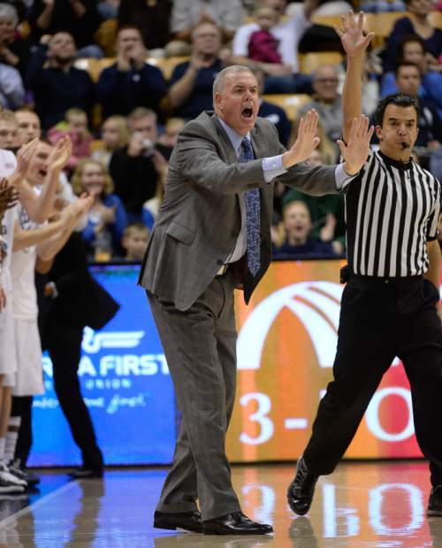 Francisco Kjolseth  |  The Salt Lake Tribune
BYU coach Dave Rose yells out during game action against UMass at the Marriott Center in Provo on Tuesday, Dec. 23, 2014.