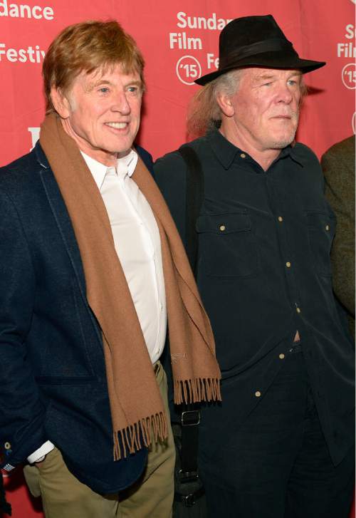 Leah Hogsten  |  The Salt Lake Tribune
Actors Robert Redford and Nick Nolte at the Salt Lake City world premiere of  "A Walk in the Woods" at the Rose Wagner Performing Arts Center, Friday, January 23, 2015.   "A Walk in the Woods" stars  Redford and Nolte and is adapted from Bill Brysonís 1998 memoir of the same name.
