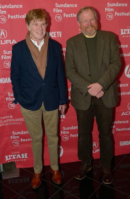 Leah Hogsten  |  The Salt Lake Tribune
Actor Robert Redford and "A Walk in the Woods" author Bill Bryson at the Salt Lake City world premiere of  "A Walk in the Woods" at the Rose Wagner Performing Arts Center, Friday, January 23, 2015.   "A Walk in the Woods" stars  Redford and Nick Nolte and is adapted from Bill Bryson's 1998 memoir of the same name.