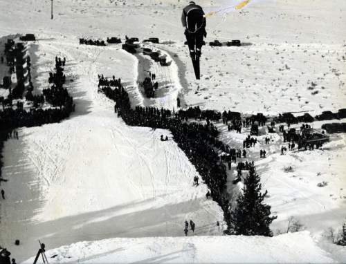 Tribune file photo

A ski jumper is seen in the from the top of Ecker Hill in this undated photo. The venue was a world class ski jumping venue and hosted a number of high profile competitions in the 1930s and 1940s.