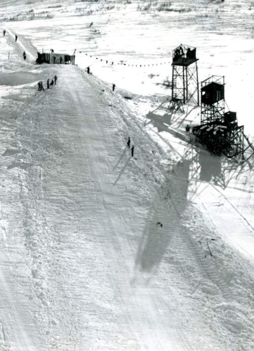 Tribune file photo

The ski jump at Ecker Hill, near Parley's Summit, is seen in this photo from 1949. The venue was a world class ski jumping venue and hosted a number of high profile competitions in the 1930s and 1940s.