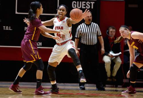 Scott Sommerdorf   |  The Salt Lake Tribune
Utah Utes forward Tanaeya Boclair (32) apples some vocal defense during second half play. Arizona State beat Utah 58-48, Sunday, February 1, 2015.