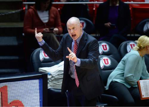 Scott Sommerdorf   |  The Salt Lake Tribune
Utah head coach Anthony Levrets gives instructions to his offense during first half play. Arizona State beat Utah 58-48, Sunday, February 1, 2015.