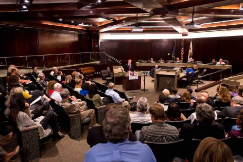 Trent Nelson  |  The Salt Lake Tribune
Salt Lake County Mayor Ben McAdams delivers his State of the County speech in the County Council chambers in Salt Lake City, Tuesday February 3, 2015.