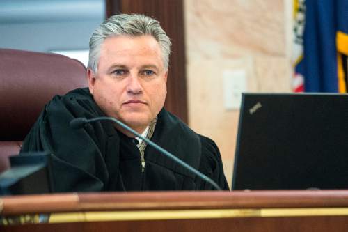 Chris Detrick  |  The Salt Lake Tribune
Judge Marvin Bagley speaks to Logan Welles McFarland during his initial hearing in 6th District Court in Manti Wednesday Feb. 11, 2015. McFarland, 27, of Fairview, was charged last May in 6th District Court with two counts of aggravated murder -- a death penalty-eligible offense -- in the December 2011 slayings of 70-year-old Leroy Fullwood and his 69-year-old wife, Dorothy Ann Fullwood.