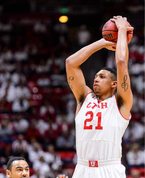 Trent Nelson  |  The Salt Lake Tribune
Utah Utes forward Jordan Loveridge (21) shoots the ball, as the University of Utah Utes host the Washington State Cougars, college basketball at the Huntsman Center in Salt Lake City, Wednesday January 21, 2015.