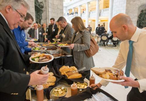 Rick Egan  |  The Salt Lake Tribune

A free lunch is served in the Capitol Rotunda sponsored by Farmer's insurance, Friday, February 12, 2016.
