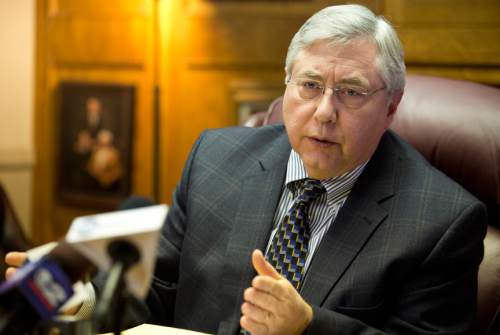 Lennie Mahler  |  The Salt Lake Tribune
Robert Sykes, attorney for Susan Hunt, speaks during a press conference at his office in downtown Salt Lake City, Monday, Nov. 3, 2014, in response to the Utah County Attorney's announcement that Saratoga Springs Police officers were justified in the fatal shooting of Darrien Hunt on Sept. 10.