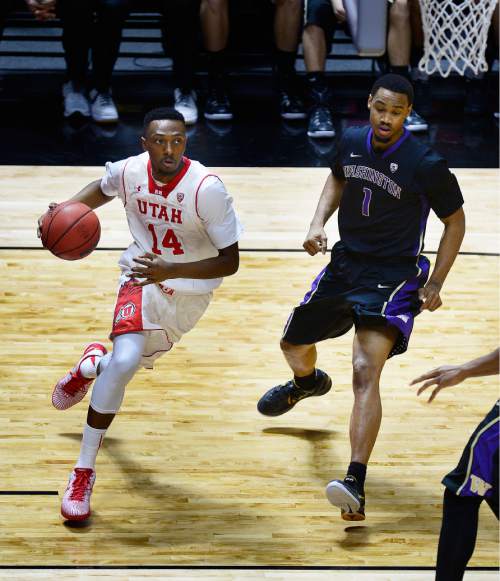Scott Sommerdorf   |  The Salt Lake Tribune
Utah Utes G/F Dakarai Tucker (14) drives the baseline during first half play. He finished with 19 points for Utah. Utah beat Washington 77-56 at the Hunstman Center, Sunday, January 25, 2015.