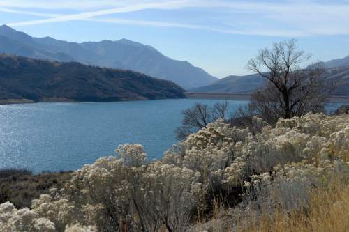 Al Hartmann  |  The Salt Lake Tribune
Little Dell Reservoir east of Salt Lake City on Wednesday November 5, 2014.   When full the reservoir impounds 20,500 acre-feet of water.  The reservoir is drawn down for municipal, industrial supply and irrigation.
