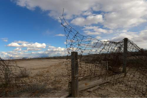 Leah Hogsten  |  The Salt Lake Tribune
Wood and wire is all that is left to mark the Topaz Japanese internment camp's baseball diamond. To mark the day Day of Remembrance, February 19, 1942, the day President Roosevelt signed the order requiring Japanese Americans living along the West coast into inland internment camps, two busloads of members of the Japanese American Citizens League traveled from Salt Lake City to Delta, Saturday, February 21, 2015, to tour the Topaz Museum and the site of the former internment camp 16 miles to the northwest outside of Delta.