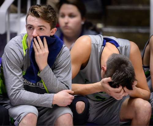 Trent Nelson  |  The Salt Lake Tribune
Reaction on the Timpanogos bench as Kearns pulls away for the win. Kearns faces Timpanogos High School in the state 4A boys basketball tournament at the Dee Events Center in Ogden, Tuesday February 24, 2015.