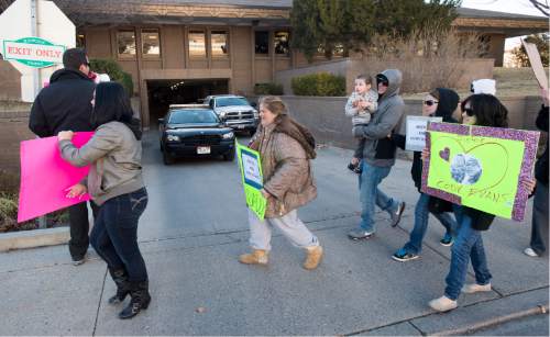 Rick Egan  |  The Salt Lake Tribune

Supporters of Cody Evans shout at Provo City Police cars as they leave the Police Station, during a rally in Provo, Wednesday, February 25, 2015
