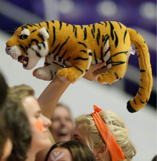 Steve Griffin  |  The Salt Lake Tribune

Brighton fans brought their mascot during quarterfinals of the boy's 5A basketball state tournament game against Hunter at the Dee Event Center in Ogden, Wednesday, February 25, 2015.