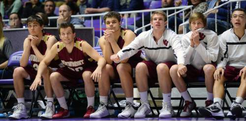 Steve Griffin  |  The Salt Lake Tribune

The Viewmont bench watches nervously as their teammate, Jacob Walker (10), shoots critical free throws late in the game during quarterfinals of the boy's 5A basketball state tournament game against Lone Peak at the Dee Event Center in Ogden, Wednesday, February 25, 2015.