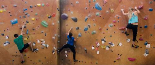 Rick Egan  |  The Salt Lake Tribune

Student use the climbing wall in the new George S. Eccles Student Life Center at the University of Utah, Thursday, February 26, 2015