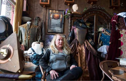 Lennie Mahler  |  The Salt Lake Tribune

Jen McGrew, owner/proprietor of McGrew Studios, photographed in her costume store on Pierpont Avenue, Friday, Feb. 27, 2015. The Eccles Browning Warehouse, a long-time home to small artisan businesses, was sold in January to an out-of-state residential developer. McGrew is one of many tenants likely to be displaced by the change in ownership.