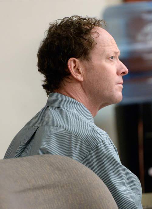 Al Hartmann  |  The Salt Lake Tribune 
Johnny Brickman Wall listens to testimony in his murder trial in 3rd District Court Wednesday March 4 in Salt Lake City.   Wall, a former Utah pediatrician, is accused of killing his ex-wife, Uta von Schwedler at her Sugar House home in 2011.
