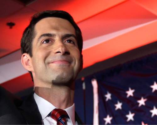 FILE - In this Nov. 4, 2014 file photo, then-Sen.-elect Tom Cotton, R-Ark.  waves at his election watch party in North Little Rock, Ark., after defeating incumbent Sen. Mark Pryor. Forty-seven Republican senators warned Monday that any agreement the Obama administration strikes with Iran to limit Tehran's nuclear program may be short-lived unless Congress approves the deal. In an open letter to Iranian leaders, Cotton and 46 other Republicans said that without congressional approval, any deal between Iran and the U.S. would be merely an agreement between President Barack Obama and Iran's supreme leader, Ayatollah Ali Khamenei. (AP Photo/Danny Johnston, File)
