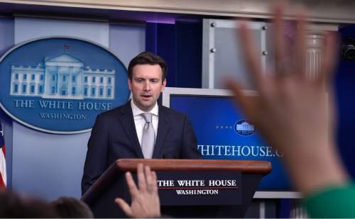 White House Press Secretary Josh Earnest speaks during the daily briefing at the White House in Washington, Monday, March 9, 2015. Earnest answered questions about former Secretary of State Clinton's email and Iran sanctions(AP Photo/Susan Walsh)