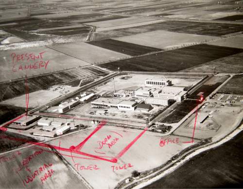 Tribune file photo

This undated photo shows an aerial view of the Utah State Prison in Draper and has marks on it showing plans for an expansion of the facility.