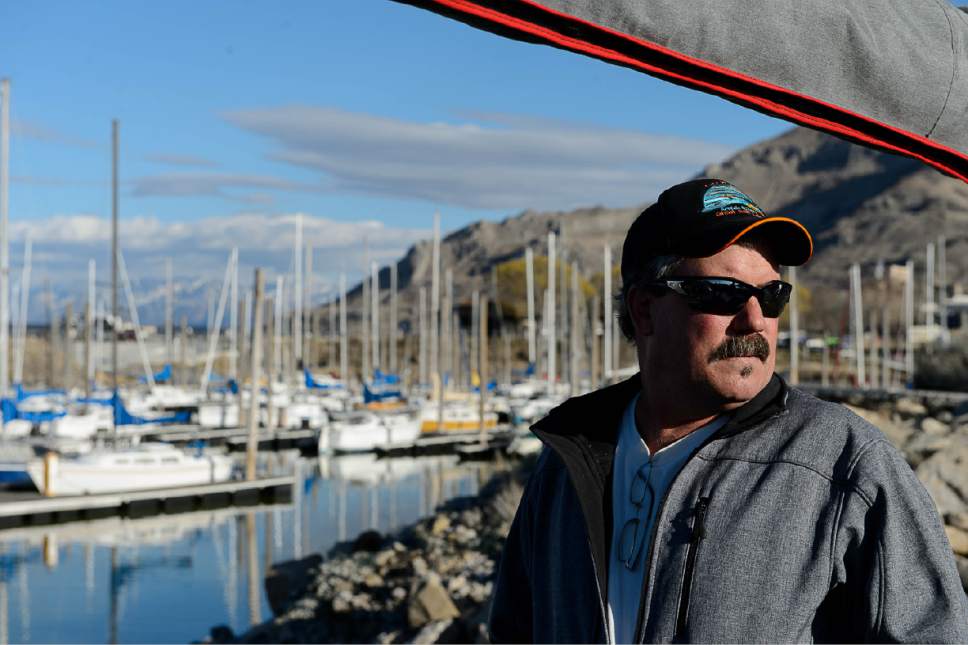 Trent Nelson  |  The Salt Lake Tribune
Dave Ghizzone on his 53-foot Blue Water yacht, Sunset, out on the Great Salt Lake, Wednesday February 25, 2015. Without dredging at the lake's marina, sailing will soon be impossible on Utah's largest body of water, putting an end to a century-old tradition.