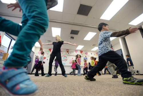 Steve Griffin  |  The Salt Lake Tribune

At Parkview Elementary School in Salt Lake City, 100 percent of kindergarteners are fully immunized. Here some of those students in Jessica Furman's class participate in a creative movement class taught by dance teacher Chara Huckins, Thursday, February 26, 2015.