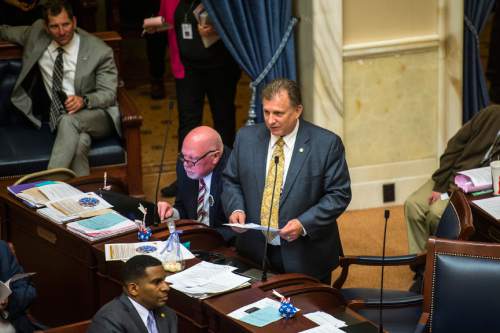 Chris Detrick  |   Tribune file photo
Sen. Curtis S. Bramble speaks during the last night of the 2015 legislative session at the Utah State Capitol Thursday March 12, 2015.