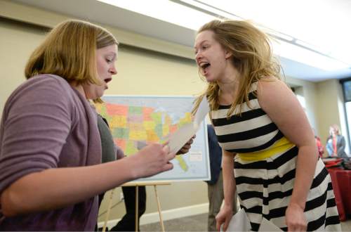 Francisco Kjolseth  |  The Salt Lake Tribune 
University of Utah medical graduate students Jessica Mayer, left, and Amalia Winters begin their emotional celebration as  students across the country open their envelopes at the same time for Match Day, where they find out where they will do their residency. Mayer matched in pediatrics at the U and Winters in thoracic surgery at Emory University.