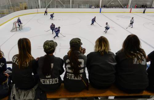 Francisco Kjolseth  |  The Salt Lake Tribune 
Liberty University battles Grand Valley University in Division II club hockey as hundreds of college students from 16 schools around the nation spend untold sums to converge on Salt Lake City's Utah Ice Sheet for the ACHA National Championships.