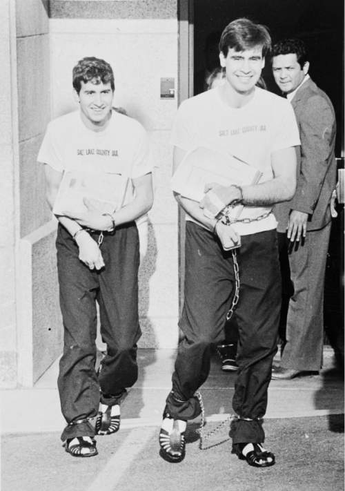 Tribune file photo

Jonathan Swapp (left) and Addam Swapp (right) leave a court hearing in 1988.