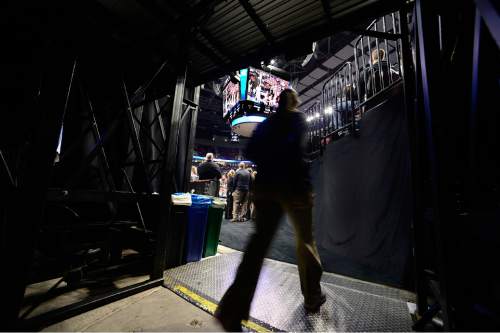 Scott Sommerdorf   |  The Salt Lake Tribune
The entrance to the court at Moda Arena in Portland, Saturday, March 21, 2015.