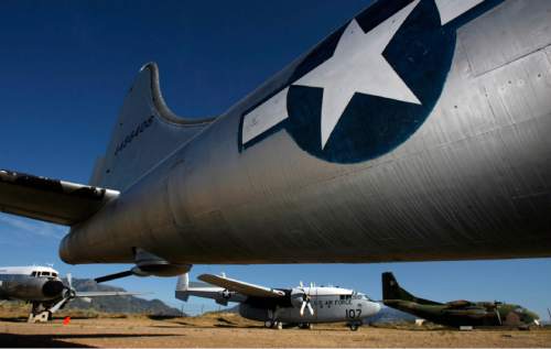 Francisco Kjolseth  |  The Salt Lake Tribune
A Boeing B-29 "Superfortress" was well suited for long range over-water flight and was the type of plane used to drop the first atomic bomb on Hiroshima on August 6, 1945 is one of many on display at the Hill Aerospace Museum on the edge of Hill Air Force Base near Ogden. The museum, free to the public, gets around 180,000 visitors annually.