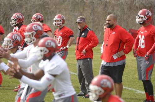 Leah Hogsten  |  The Salt Lake Tribune
The University of Utah football team held their first spring practice, Tuesday, March 24, 2015.