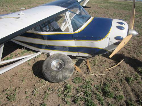 | Courtesy Cache County Sheriff's Office.

A 74 year old man was uninjured when his home-built plane made a hard landing in a hay field near the town of Newton on Saturday, March 28, 2014.
