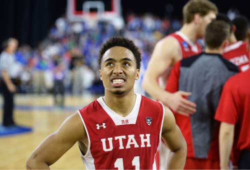 Steve Griffin  |  The Salt Lake Tribune

Utah Utes guard Brandon Taylor (11) grimaces as the game slips out of reach during second half action in the University of Utah versus Duke University Sweet 16 game in the 2015 NCAA Menís Basketball Championship Regional Semifinal game at NRG Stadium in Houston, Friday, March 27, 2015.