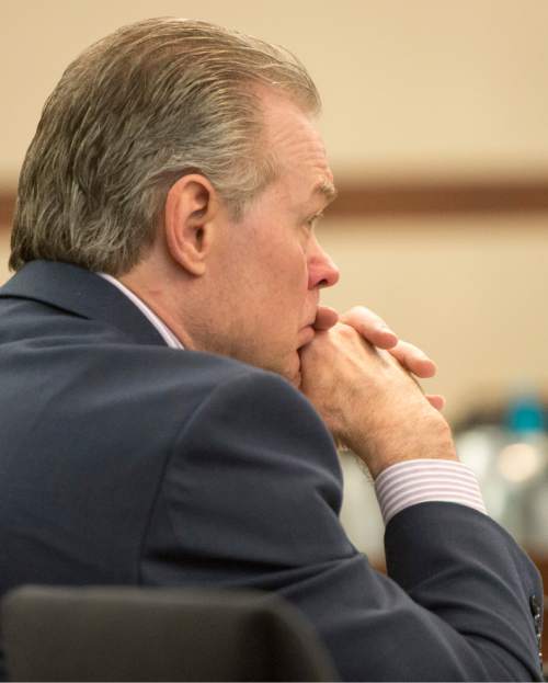 Rick Egan  |  The Salt Lake Tribune

Douglas Anderson Lovell, listens to his  proceedings in Judge Michael DiReda's 2nd District Court in Ogden, Friday, March 27, 2015.  Lovell, has been convicted of aggravated murder for kidnapping and killing 39-year-old Joyce Yost in 1985 to keep her from testifying against him in a rape case.