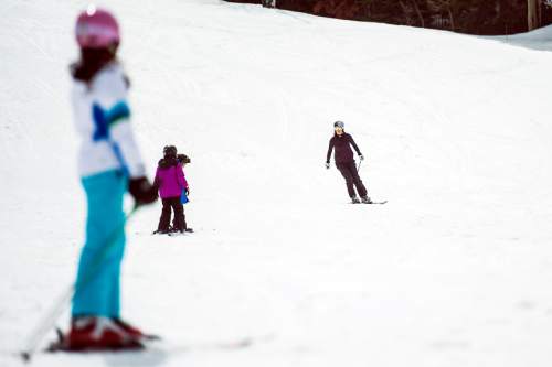 Chris Detrick  |  The Salt Lake Tribune
Vail ambassador and Olympic skier Lindsey Vonn skis at Park City Mountain Resort Tuesday March 31, 2015.