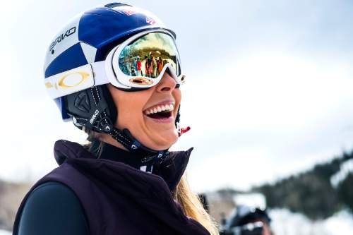 Chris Detrick  |  The Salt Lake Tribune
Vail ambassador and Olympic skier Lindsey Vonn smiles during a press conference at Park City Mountain Resort Tuesday March 31, 2015.