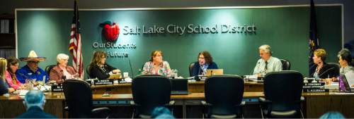 Chris Detrick  |  The Salt Lake Tribune
Salt Lake City School District board member Michael Clara attends a school board meeting  as "Frito Bandito" Tuesday April 7, 2015.
