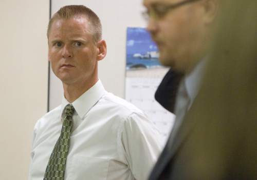 Jim Urquhart  |  Tribune file photo
 "Super" Dell Buck Schanze, left, listens to his attorney Harold Stone at the beginning of his criminal case Monday, June 7, 2010, at 4th District Court in Orem on a reckless driving charge.