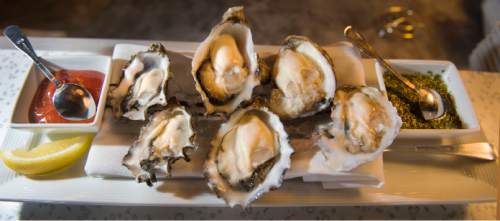 Steve Griffin  |  The Salt Lake Tribune

Oysters at Kimi's Chop & Oyster House in Salt Lake City, Wednesday, April 8, 2015.