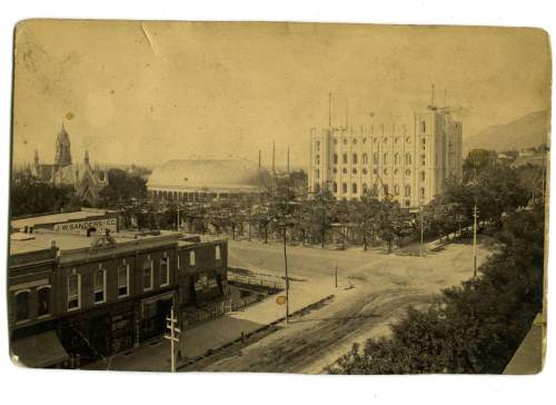 Tribune file photo

Construction is underway on the Salt Lake Temple in this undated photo.