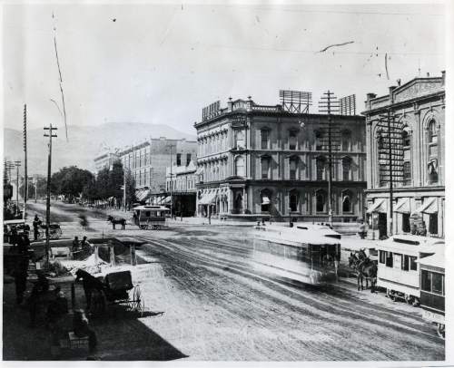 Tribune file photo

Horse drawn trolley cars are seen on Main Street in Salt Lake City in the 1860s.
