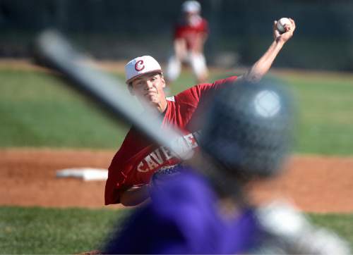 Scott Sommerdorf   |  The Salt Lake Tribune
American Fork starting pitcher Hayden Wood pitches as American Fork defeated Lehi 3-1, Friday, April 10, 2015.