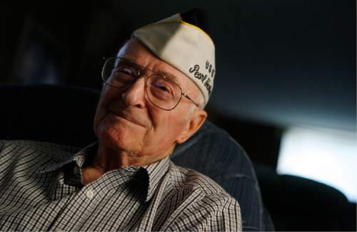 Francisco Kjolseth  |  The Salt Lake Tribune
 
Marion Kesler, one of Utah's last survivors of the Pearl Harbor attack, died April 10, 2015, at age 95. Here he is seen at his home in Taylorsville on Dec. 6, 2011.