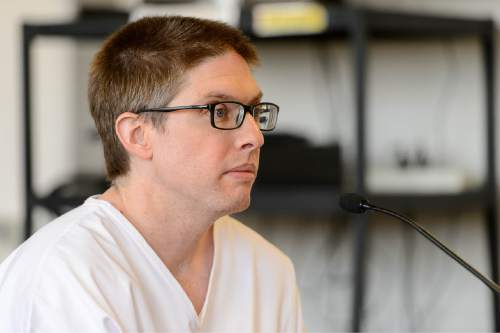 Trent Nelson  |  The Salt Lake Tribune
Former Kaysville charter school teacher Stephen Niedzwiecki attends his initial parole board hearing after being sent to prison for having a sexual relationship with a student, Tuesday April 14, 2015.