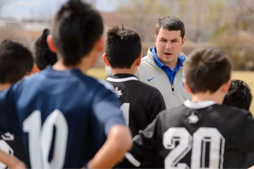 Trent Nelson  |  The Salt Lake Tribune
Soccer coach Tyler Stockstill supervises a team workout. Stockstill founded the Utah Development Academy in 2012 to help youth develop character, health, and academic leadership through soccer. The UDA is online at http://udasoccer.org. Saturday March 14, 2015.