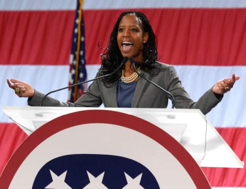 Leah Hogsten  |  Tribune file photo
Then-4th Congressional District candidate Mia Love won the Republican nomination last year with 78% of delegates' votes at the nominating convention at the South Towne Expo Center, Saturday, April 26, 2014.